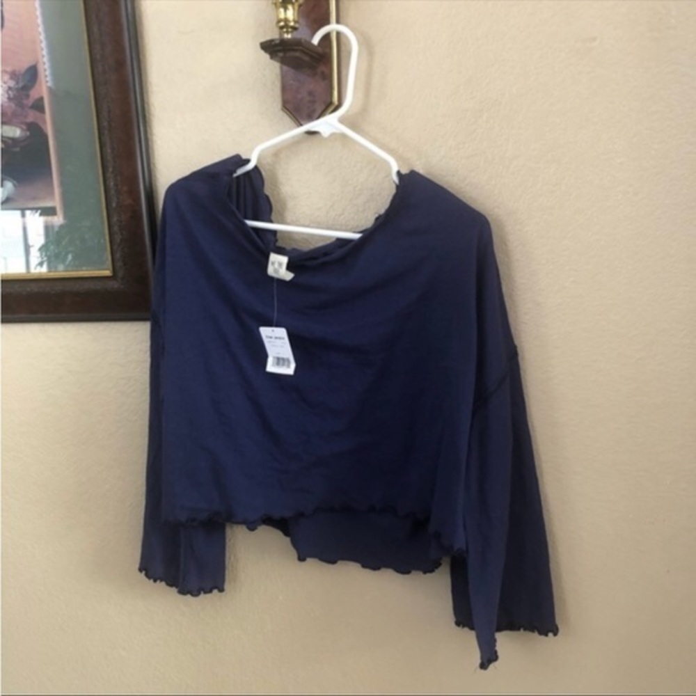 NWT Free People Moonlight Surf Cropped Bell Sleeve Top Size Large - Picture 3 of 6